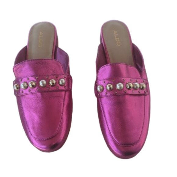 Neon Magenta Pink Bejewaled Flat Slip-On Shoes Mules Size 7 NEW NWT - Picture 2 of 6